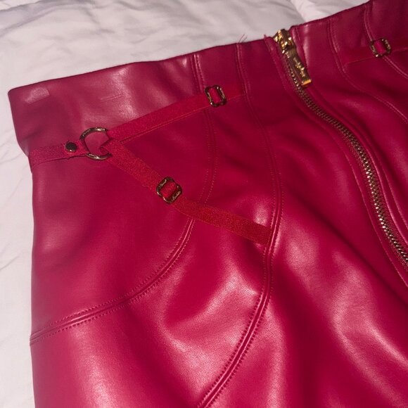 Honey Birdette Jael Red Faux Leather Skirt - Picture 3 of 4